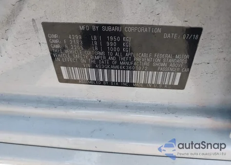 2019 Subaru Impreza 2.0I Sport z USA, uszkodzony, nr VIN 4S3GKAM66K3601072